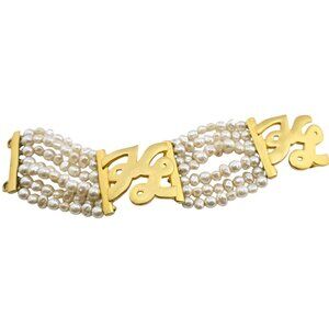 Vintage Karl Lagerfeld Faux Pearl 7 Strand Bracelet (A7406)